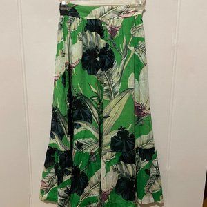 Ann Taylor Tropical Green and White Maxi Skirt
